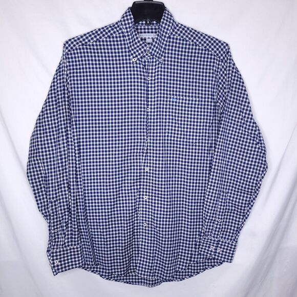 Southern Tide Shirt Mens Large Gingham Navy, White Classic Fit - Picture 2 of 11
